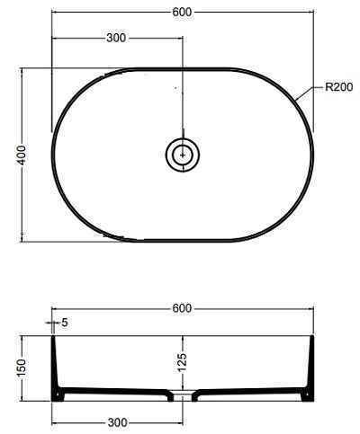 Mate Раковина овальна на стільницю  60*40 см, чорний матовий 7830007