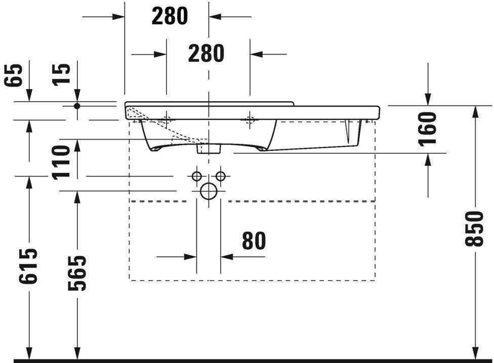 Умивальник Duravit P3 Comforts (асиметричний) 2333850060