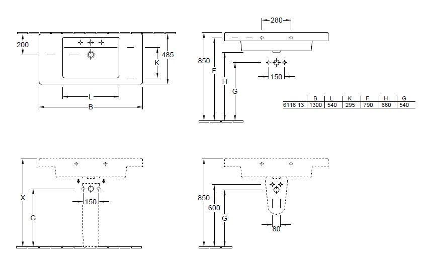 Подвесной умывальник Villeroy and Boch Architectura 61181301
