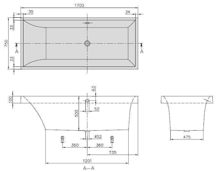 Ванна Villeroy&Boch Squaro UBQ170SQR2V-96