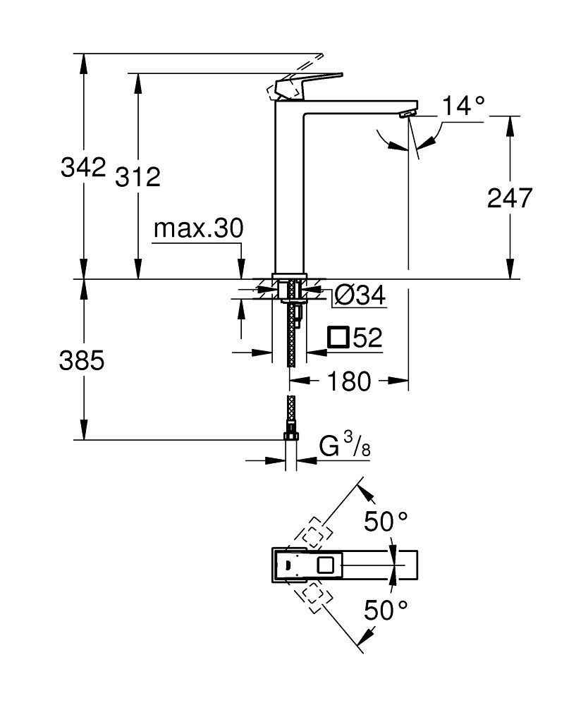 Змішувач для умивальника Grohe Eurocube 23406AL0