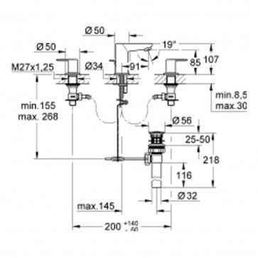 Змішувач для раковини на 3 отвори Grohe 20197000