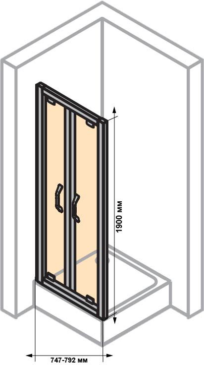 Распашная двустворчатая душевая дверь Huppe X1 открывающаяся вовнутрь и наружу 140903.069.321