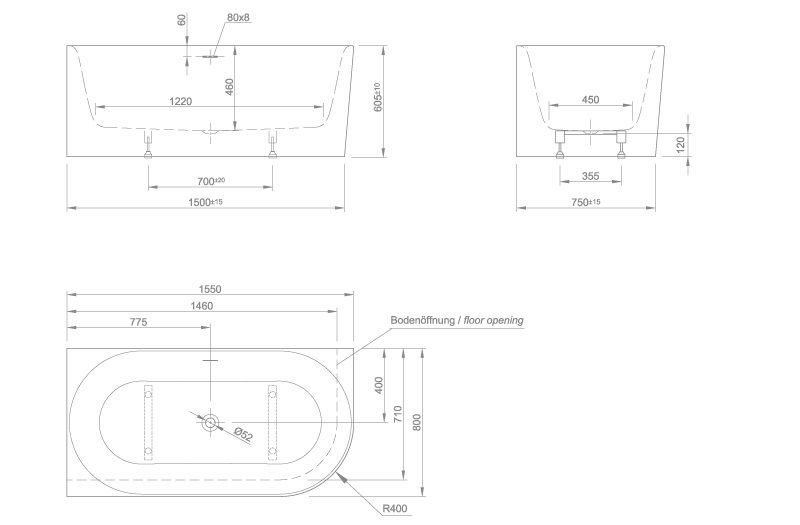 Пристенная ванна Knief Fresh правосторонняя / левосторонняя fresh xs l 0100 237 Белый матовый / Сусальное серебро