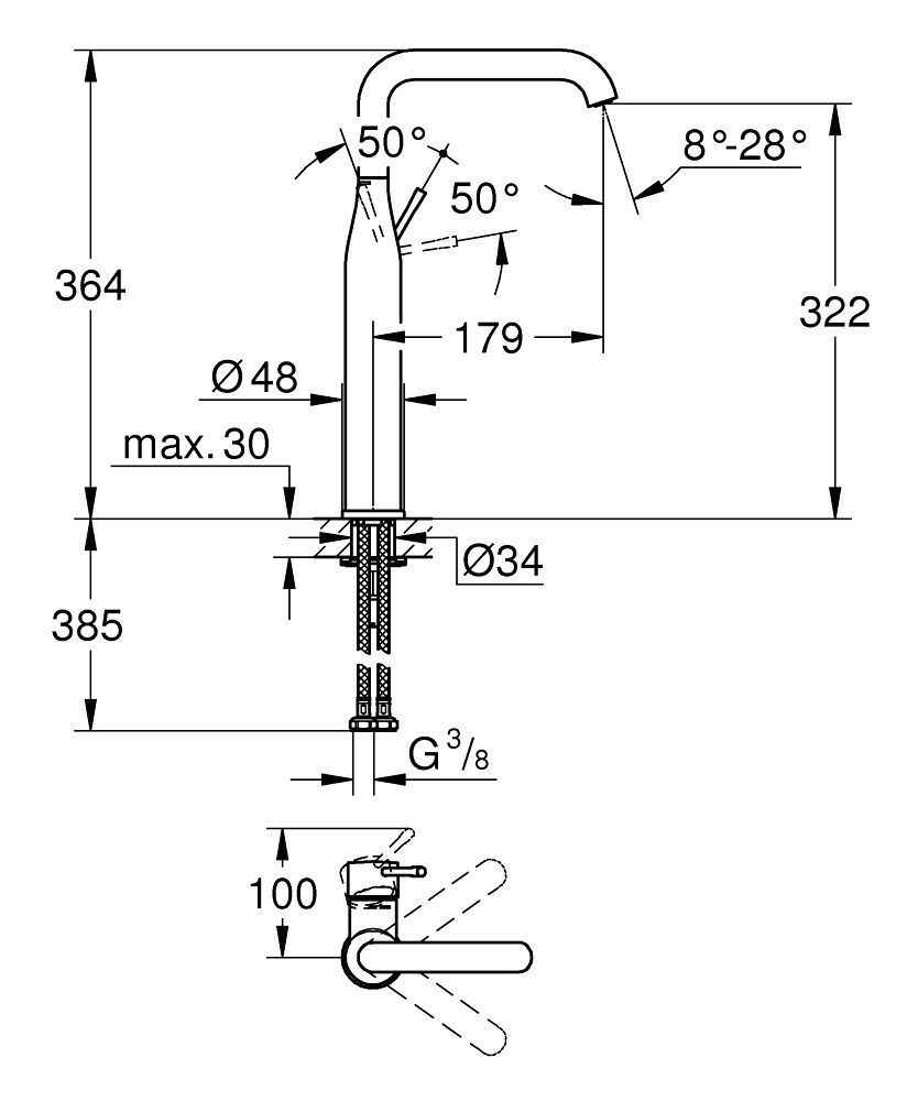 Змішувач для умивальника Grohe Essence 32901GL1