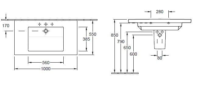 Умывальник подвесной Villeroy and Boch Metric Art 519511R1