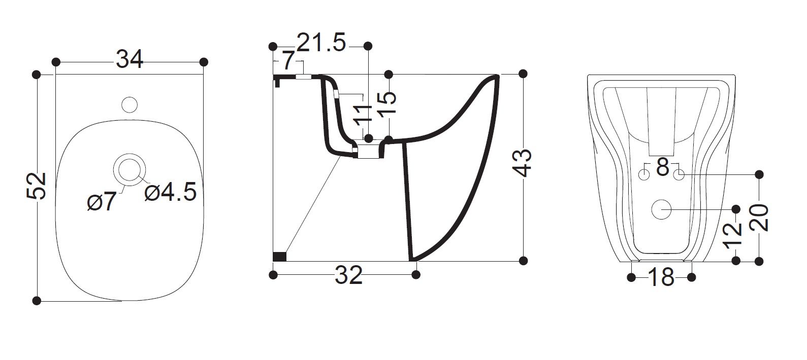 Биде напольное AXA Wild 3002201