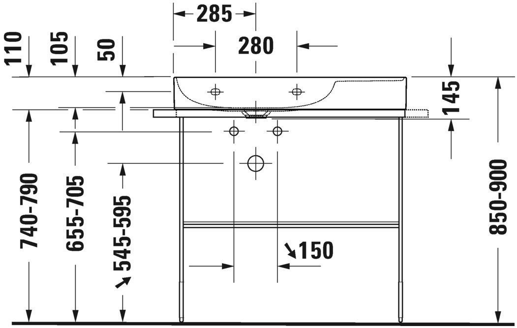 Умывальник Duravit DuraSquarе (ассиметричный) 2348800040