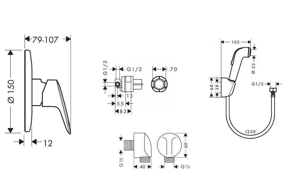 Гігієнічний душ Hansgrohe 32127111 (комплект) 32127111