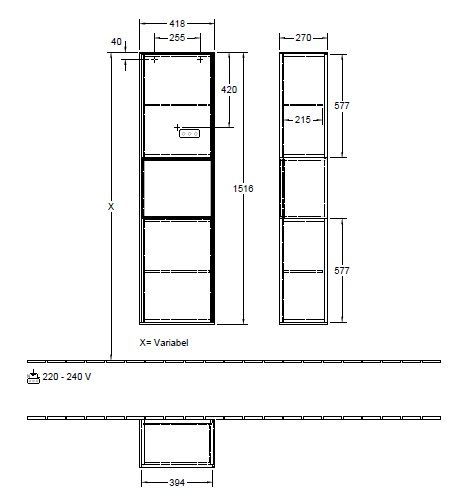 Пенал для ванной комнаты Finion Villeroy and Boch (правосторонний) F470PDPD