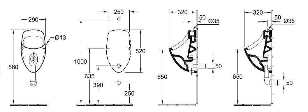 Пісуар Villeroy and Boch O. Novo 750800R1