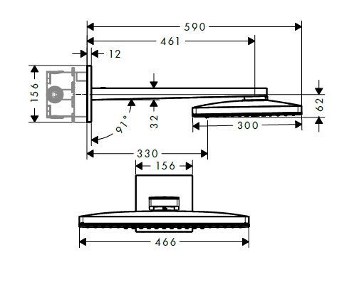 Верхний душ Hansgrohe Rainmaker Select 466 Х 300 3jet 24017400