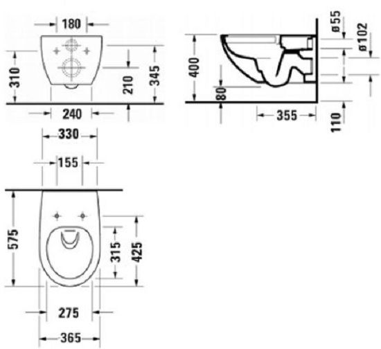 Подвесной унитаз Duravit Architec + крышка soft close 45720900A1