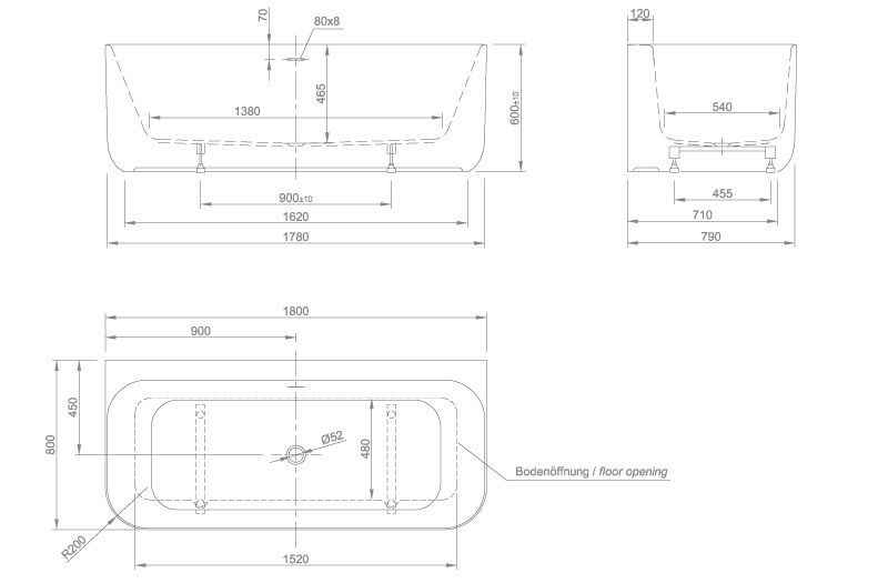Пристенная ванна Knief Tidy tidy 0100-242 Белый матовый / Aнтрацит матовый