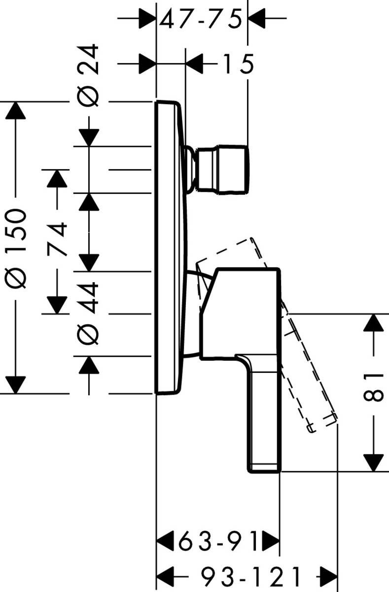 Смеситель для ванны Hansgrohe Metris S  31465000