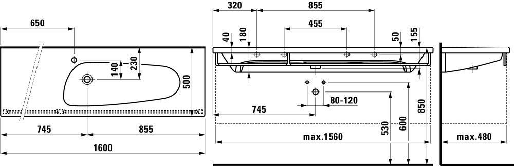 Умывальник подвесной Laufen Palomba H8148084001091