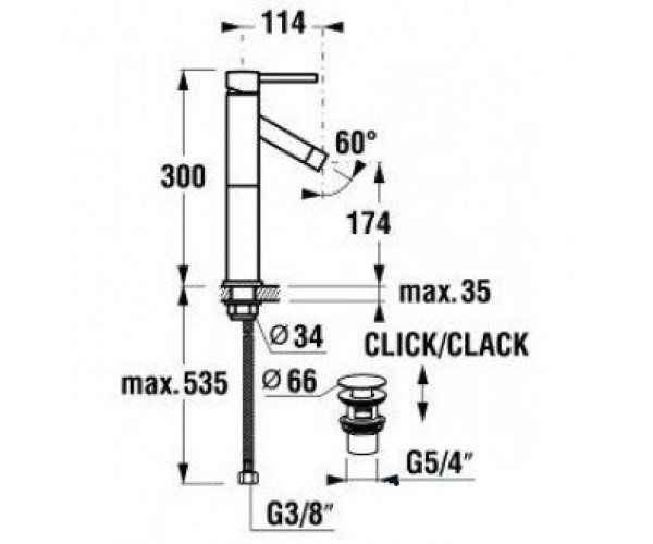 Змішувач для умивальника Jika Mio H3117180040021