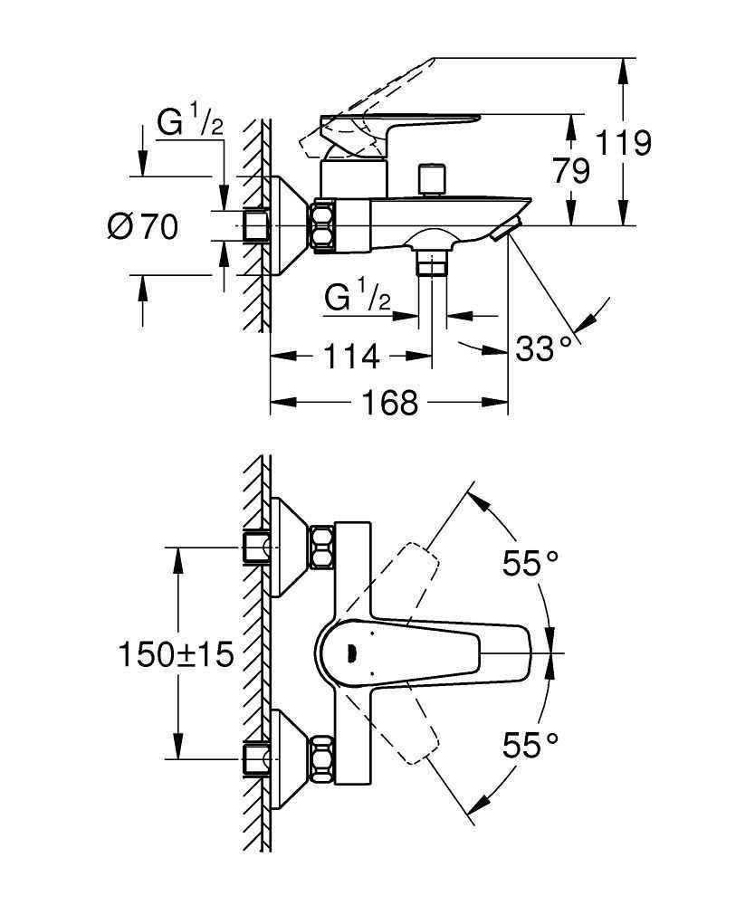 Змішувач для ванної Grohe BauEdge 23604001