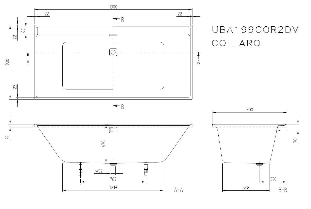 Ванна Villeroy and Boch Collaro UBA199COR2EV-01