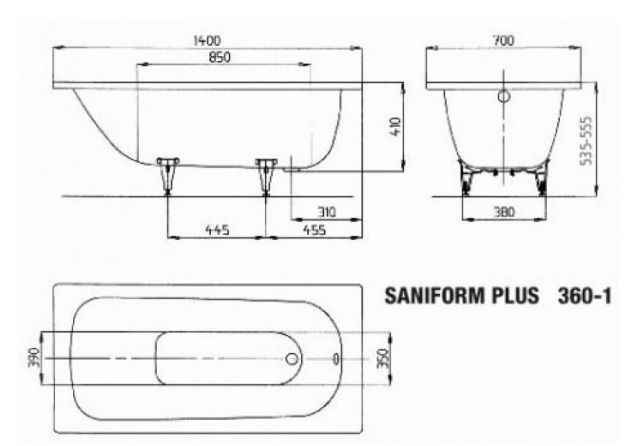 Saniform Plus Ванна сталева 140*70 см 1115 0001 0001