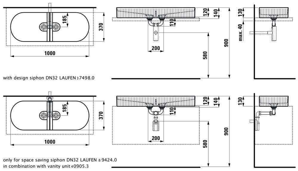 Умивальник підвісний Laufen Sonar H8123497571121
