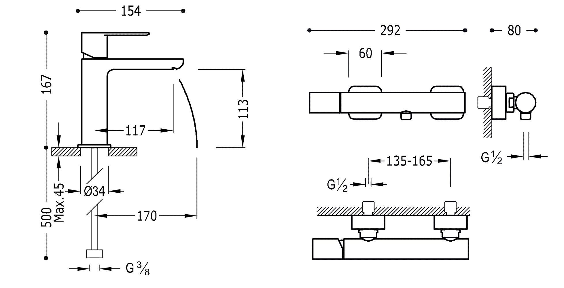 Набор: Смесители с термостатом и душевым набором  Loft Tres 20079101