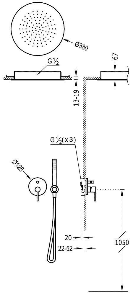 Душевая система Tres Study 26218099NM