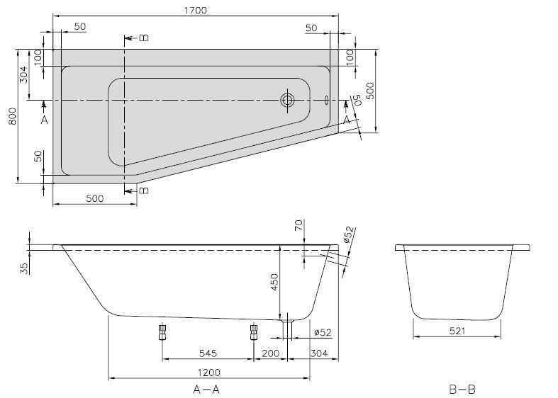 Ванна Villeroy and Boch Subway UBA178SUB3LIV-96