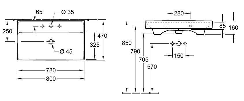 Подвесной умывальник Villeroy and Boch Collaro 4A338101