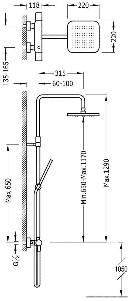 Душевая система Tres Loft 20019501AM