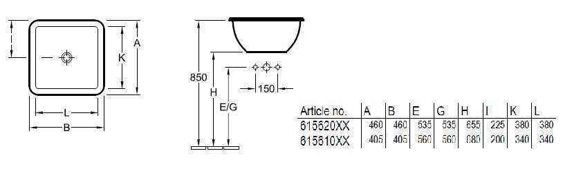 Раковина вбудована в стільницю Villeroy and Boch Loop&Friends 61561001