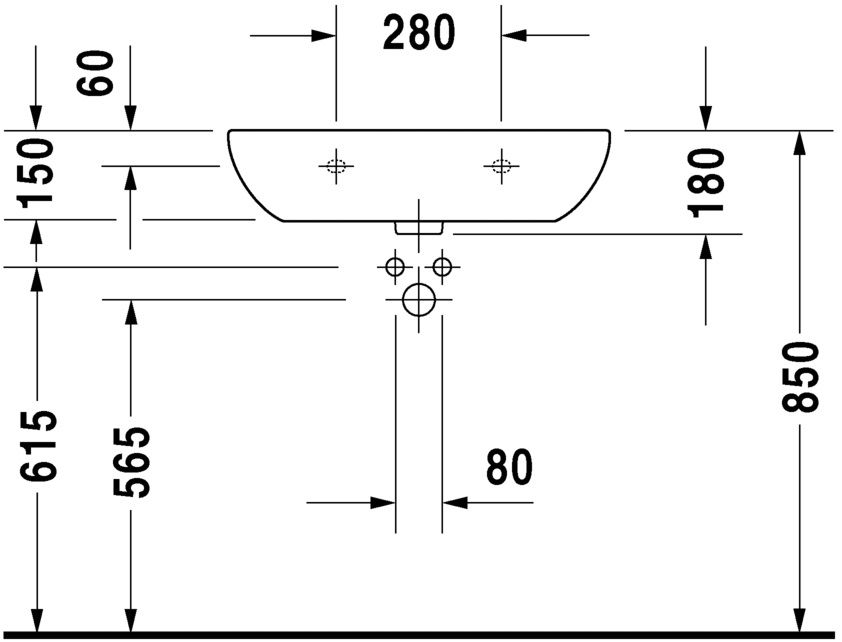 Умывальник Duravit D-Code (медицинский) 23116500002