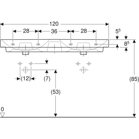 Умивальник подвійний Geberit Smyle Square 500.223.01.1