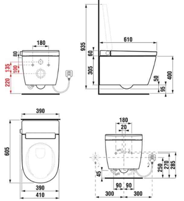 Mila Унитаз-биде подвесной, безобедочный+инсталляционная система с креплением H8215230000001/H895652000
