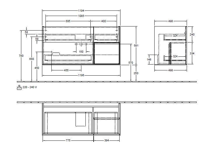 Тумба для умывальника Finion Villeroy and Boch F070GFGK
