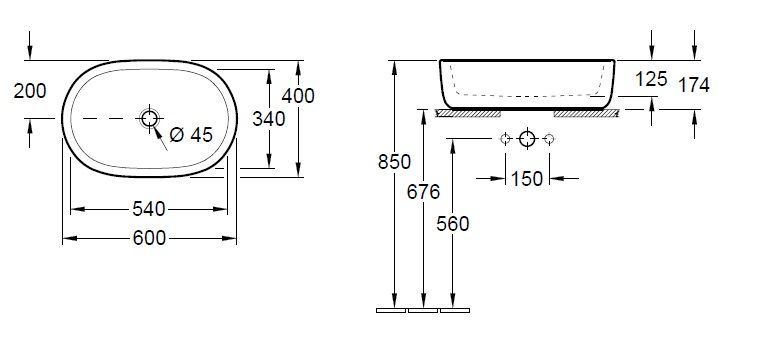 Раковина на столешницу Villeroy and Boch Architectura 41266001