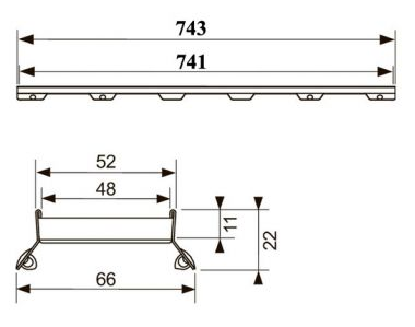 TECEdrainline plate II Верхняя часть дренажного канала " под плитку" 800mm 600872