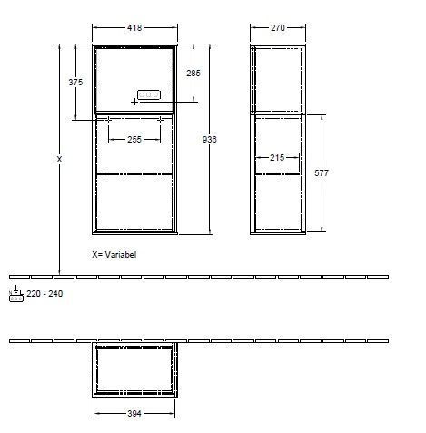 Шкаф боковой для ванной комнаты Finion Villeroy and Boch (левосторонний) F500PDPD