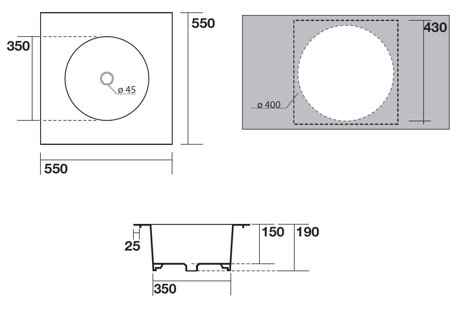 Раковина в стільницю Skyland AXA 3213401