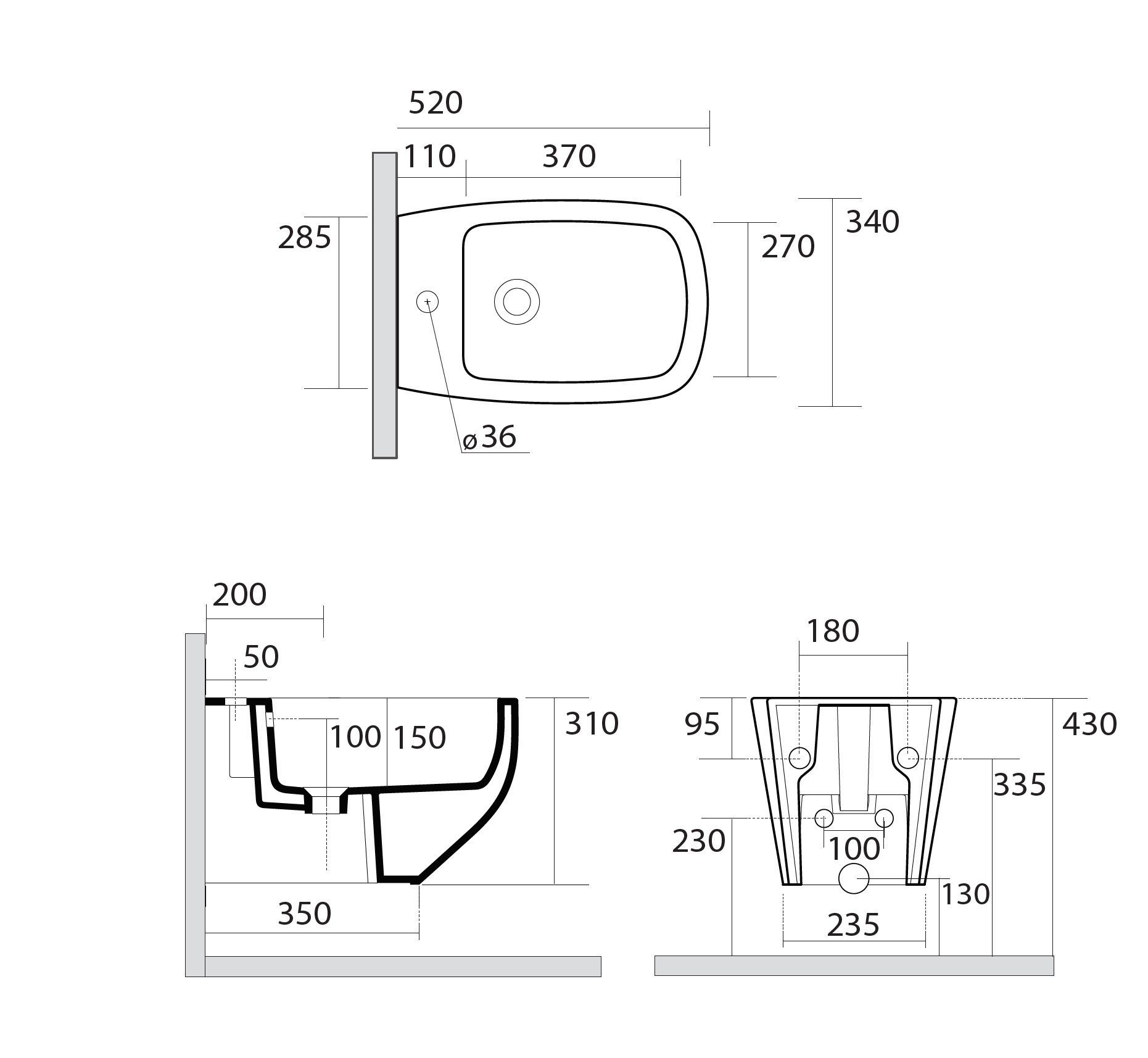 Биде подвесное AXA White Jam 3312807