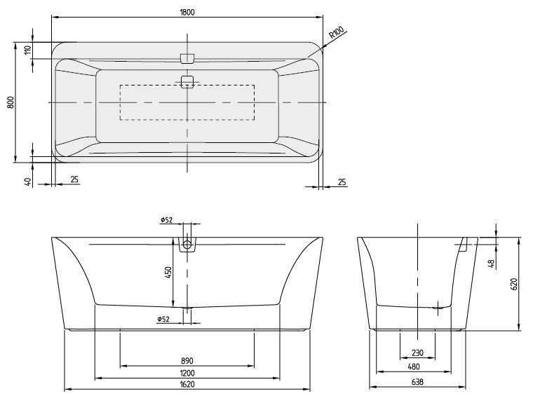 Ванна Villeroy&Boch Squaro Edge 12 UBQ180SQE9T2BCV-01