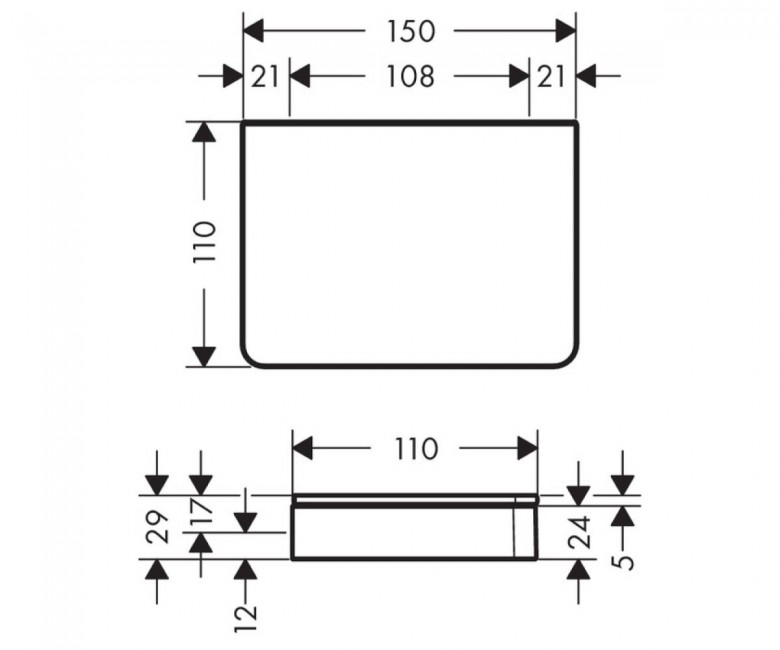 42840800 Axor Universal Softsquare Поличка настінна, сталь