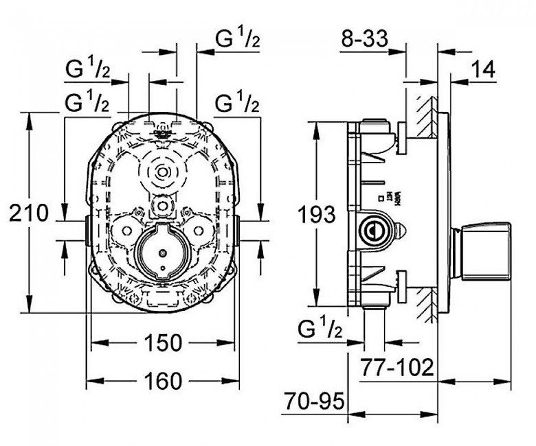 Термостат Grohe Grohtherm 2000 19418000 (центральный) 19418000