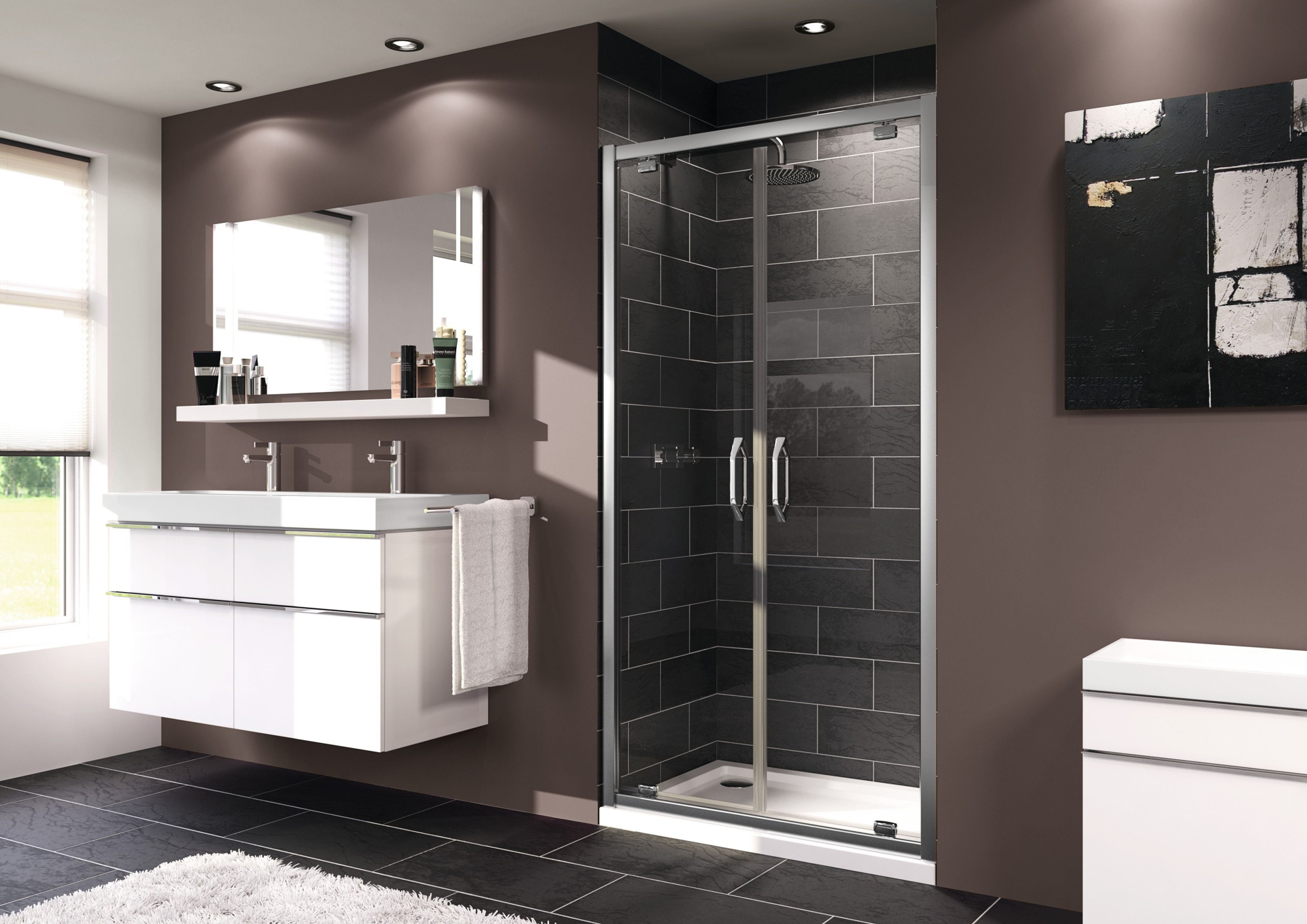 Розсувні двостулкові душові двері Huppe X1 відкривається всередину і назовні 140903.069.321