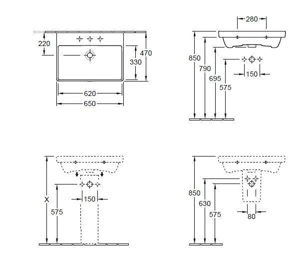 Подвесной умывальник Villeroy and Boch Avento 415866RW