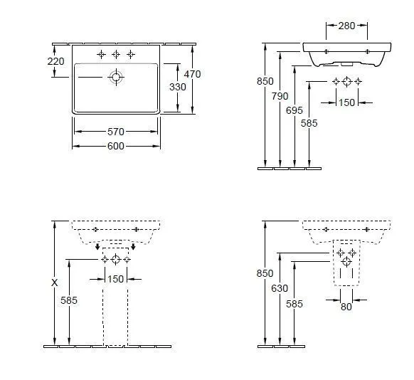 Подвесной умывальник Villeroy and Boch Avento 415860RW