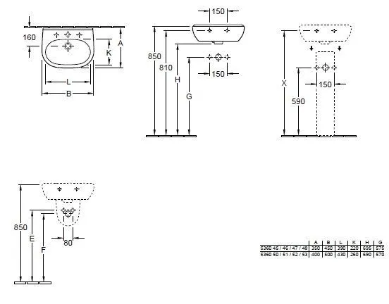 Подвесной умывальник Villeroy and Boch O. Novo 536052R1