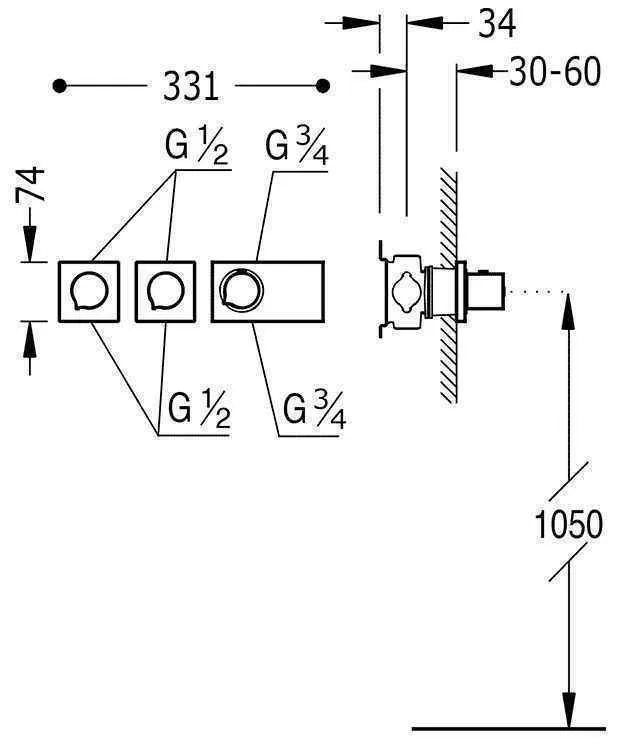 Термостат для душа Tres Block System 20735499OM