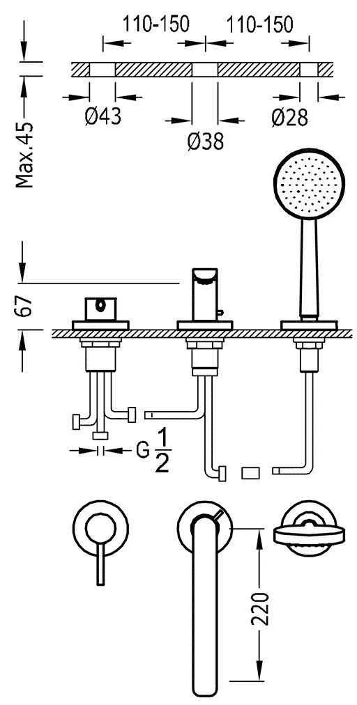 Змішувачі для ванної Tres Alplus 20316101