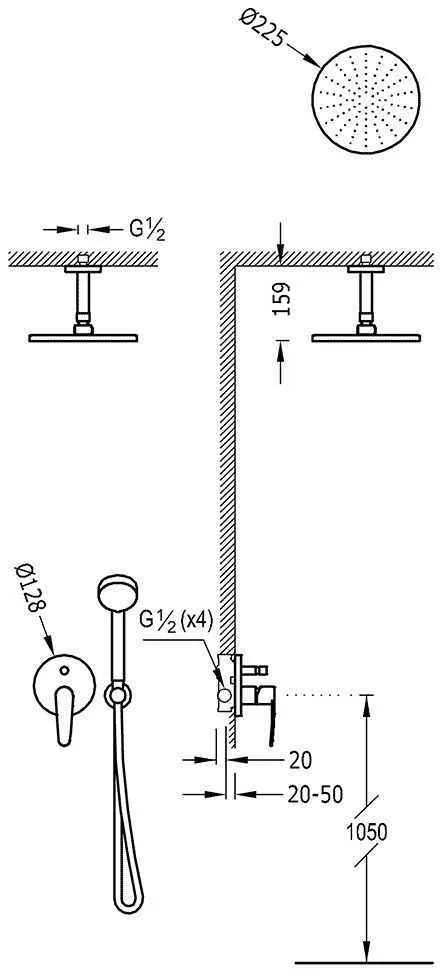 Душова система Tres Flat 20418080